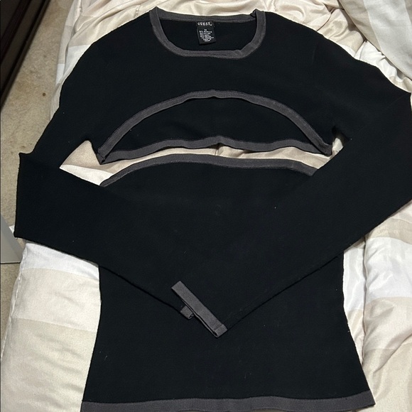 Guess Sweaters - 2 pc Guess Black  Shrug Sweater and Tube Top with Gray Trim